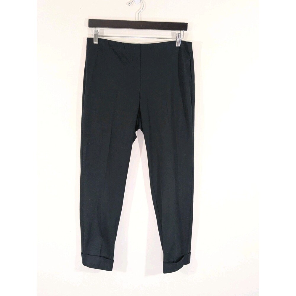 NEW J. Jill Pants Black Sz 10 Premium Bi-Stretch Ponte Pull On Folded Hem Office